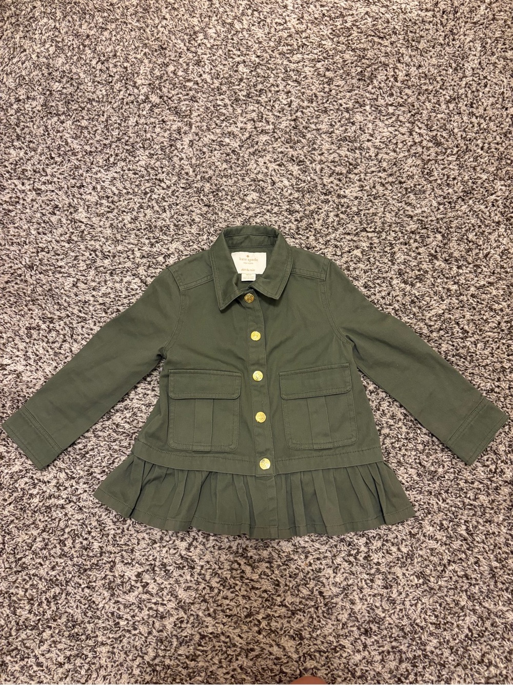 kate spade Olive Green Ruffle-Hem Jean Jacket for Kids